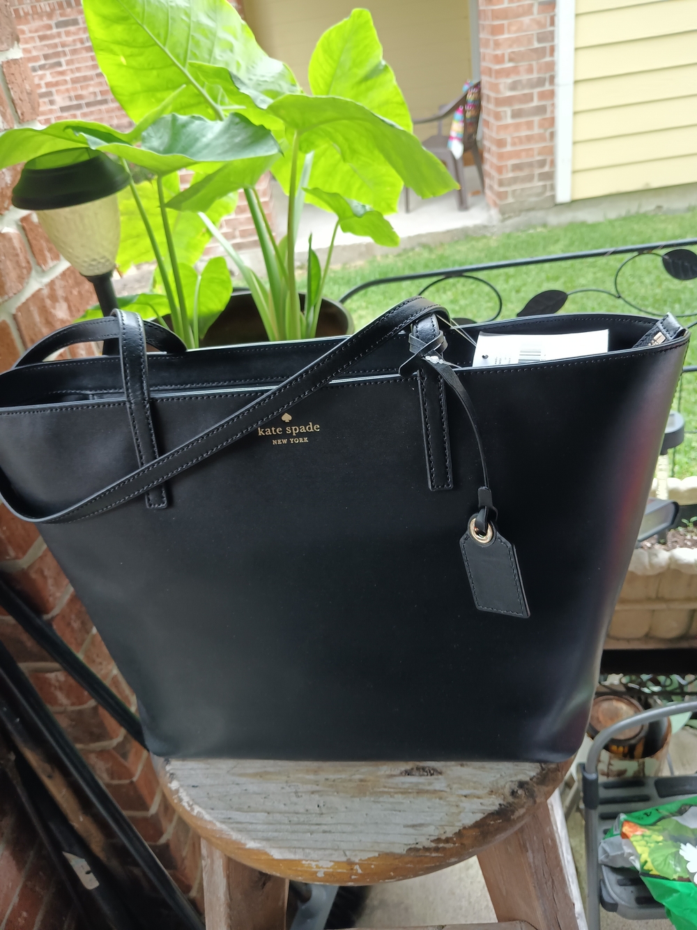 Kate Spade New York Black Leather Tote Bag